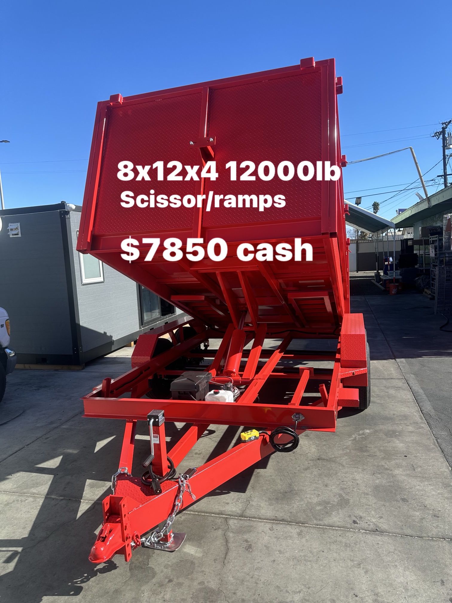 Dump Trailer HD 8x12x4 12000lb Scissors/ramps $7850 Cash Only