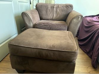 Brown chair and ottoman