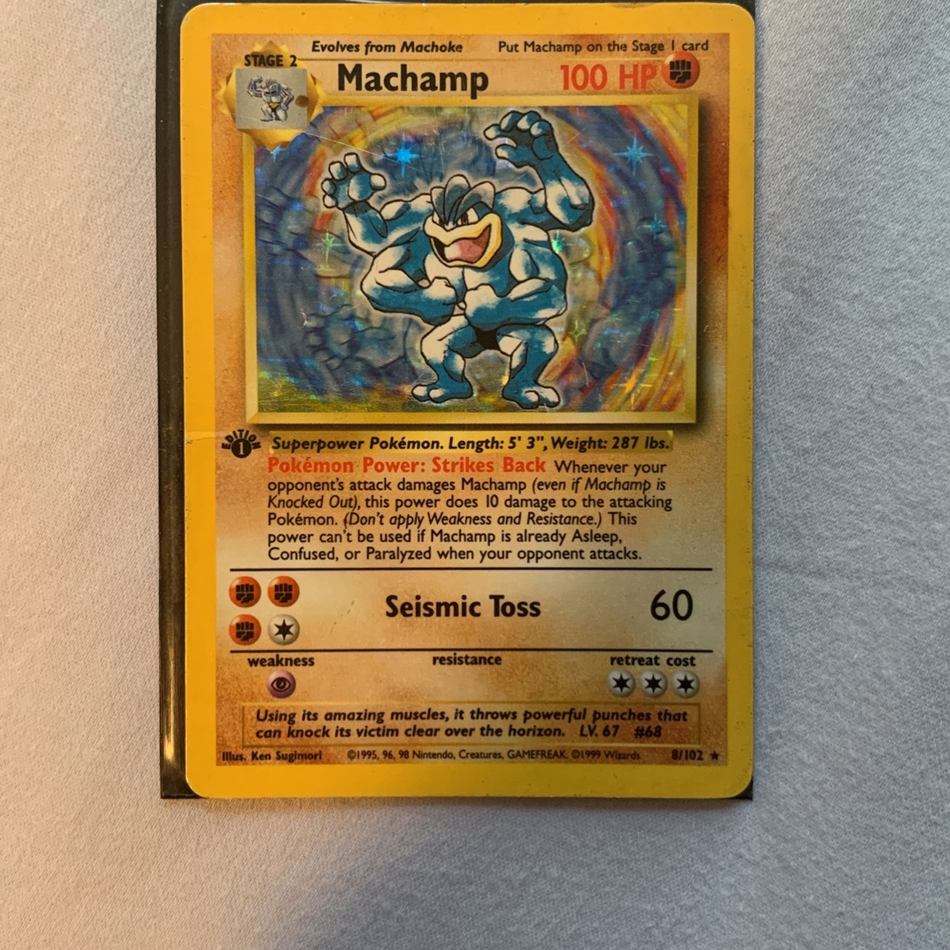 1995 Holo 1st edition Machamp Pokemon Card