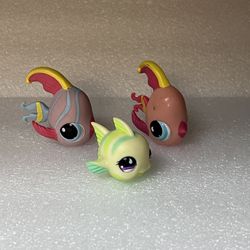 Littlest Pet Shop Authentic # 643 Peach Blue Orange Green Yellow Angel Fish Bubbles 3 Total 