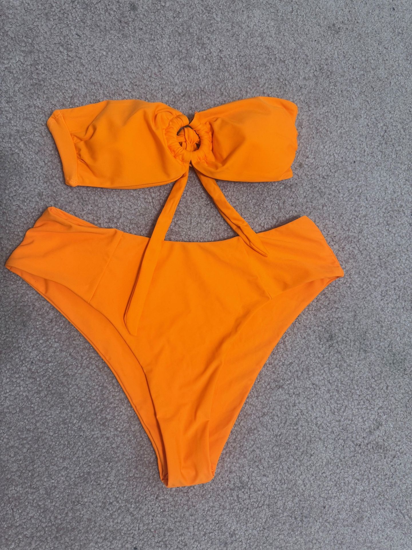 New Small Xl Orange Festival Boho Bikini Swimsuit Bathing Suit