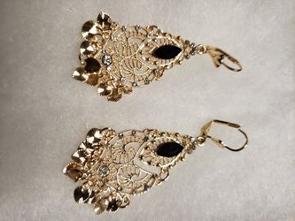 14kgold plated black diamond Earrings