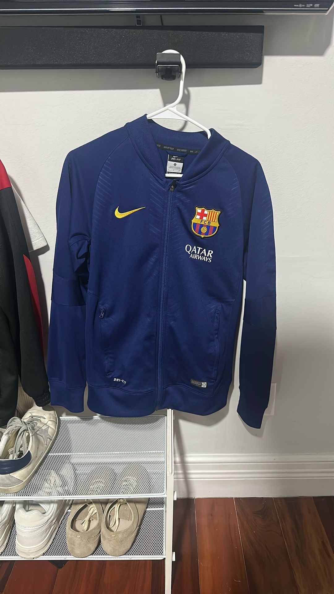 Blue FC Barcelona Retro Jacket Adult Small