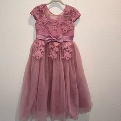 KaQuini Girls Pink Lace Tulle Formal Dress