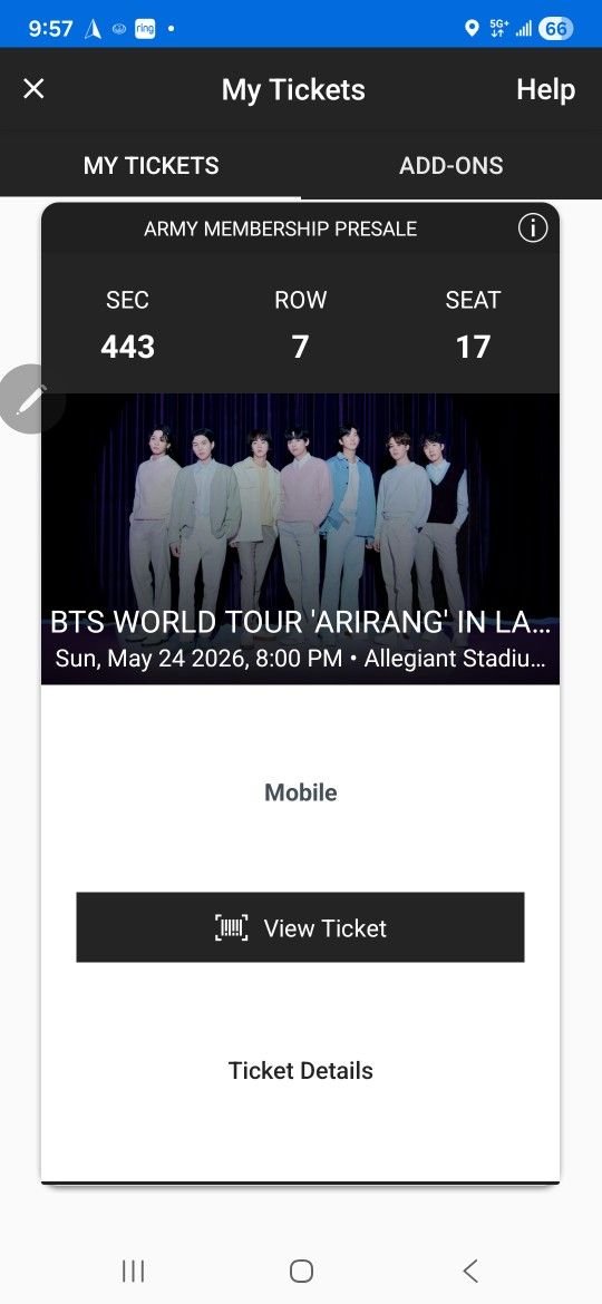BTS CONCERT TICKET! for Sale in Federal Way, WA - OfferUp