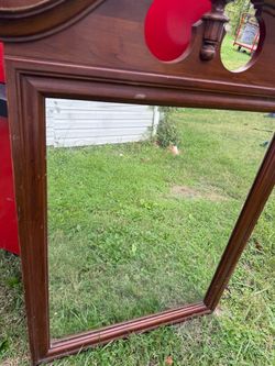 Antique Wood Framed Wall Mirror