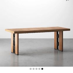  Modern Rectangular Dining Table – Wood & Metal Base (31.5” x 70.9”)