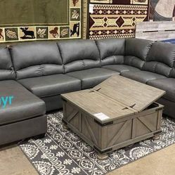 **,New** Aberton Gray 3-piece Laf-raf Sectional,seccional,couch/Delivery Available/ Financing Options/Ask For A Discount Code 