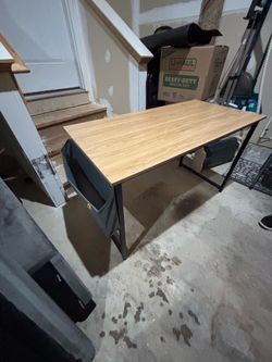Modern Industrial Computer Desk with Side Storage Pocket