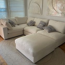 NEW White Modular Cloud Sofa Chaise Sectional in Performance Linen