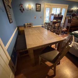 Large Dinning Room Table 5 Chairs And Bench 