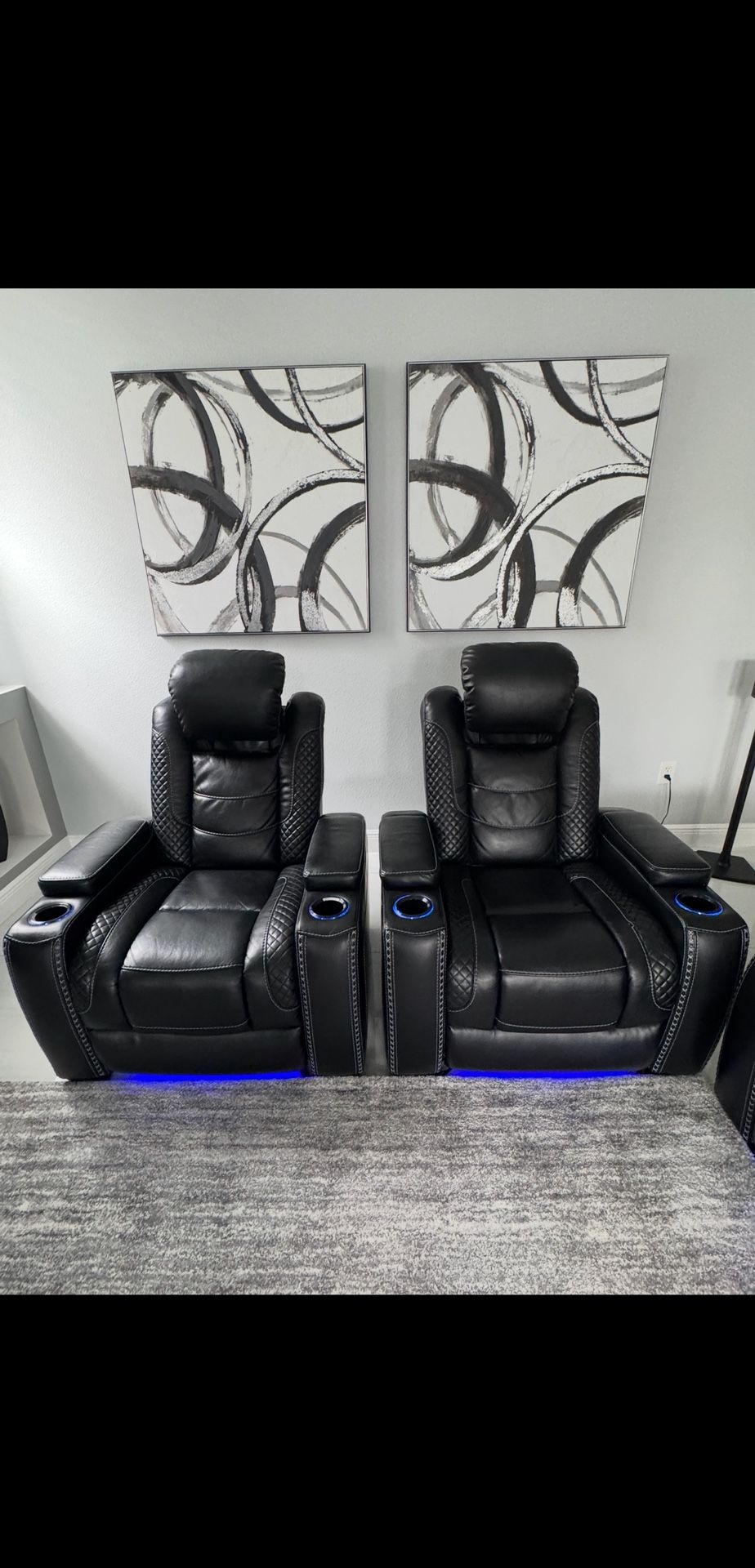 5 Ashley Party Time Power Recliner with Adjustable Headrest Set – (5 Recliners In Total)