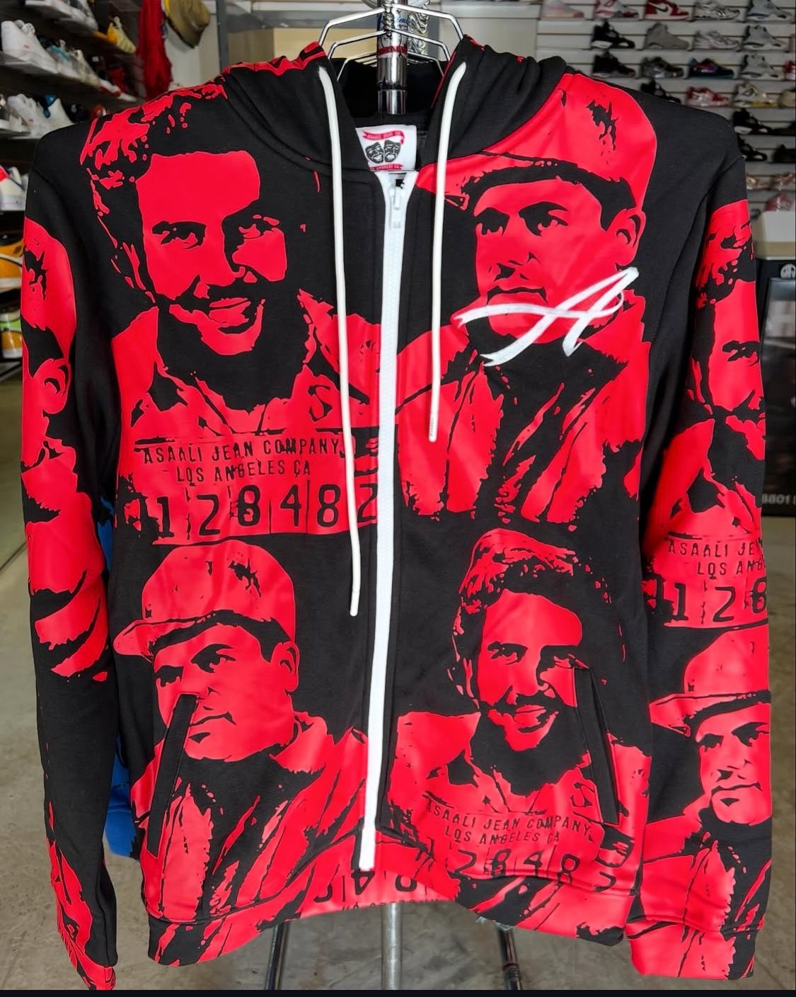 black and red asaali hoodie LARGE