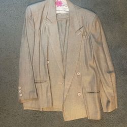 🤎 Argenti Size 14 Double-Breasted Blazer & Skirt Set