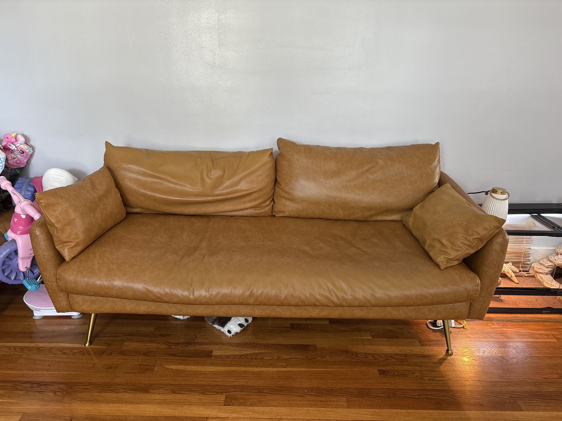 Leather Couch & Chair With Ottoman