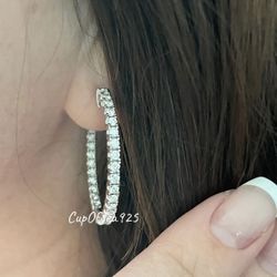 Brand New  Sterling Silver 925 5 Carat Moissanite Hoops
