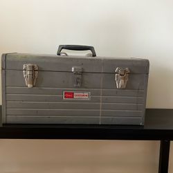 Retro Sears Craftsman Lockable Metal Toolbox With Tray