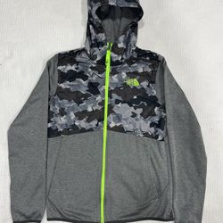 The North Face Boys Zip up Light Weight Jacket Hoodie Size XL 18/20 Gray Camo