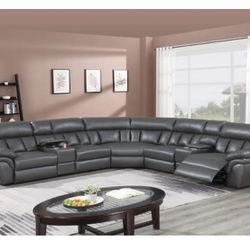 3pc studio jacqueline grey gel leatherette standard motion sectional sofa 
