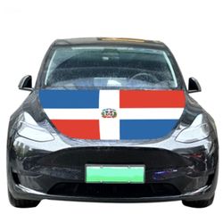 Dominican Republic Flag Hood Cover Fits All Cars