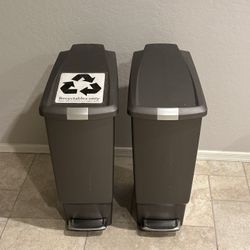 Tall Kitchen Trash Cans, Foot Operated w Lids