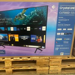 50" Screen Led Smart 4k By Samsung Crystal. 1 Year Warranty