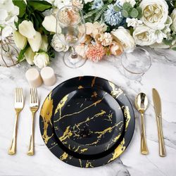 JOLLY PARTY 180PCS Disposable Dinnerware Set 30 Guest 60 Plastic Plates
