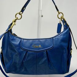 Coach Blue Hobo Purse With Long Crossbody Strap