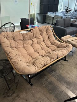 New 2-Person Outdoor Patio Double Rocking Papasan Egg ChairEgg Loveseat 620 lbs capacity
