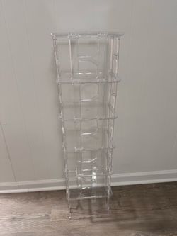 Clear plastic storage shelf