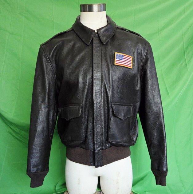 Gibson Barnes Vintage Leather Air Force U.S Army Jacket Brown A-2 Size46 R