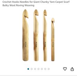Mdoker Huge Crochet Hook Set Size 12mm(O)/15mm(P/Q)/20mm(S)/25mm(U) Large Wooden Crochet Hooks Needles for Giant Chunky Yarn Carpet Scarf Bulky Wool R