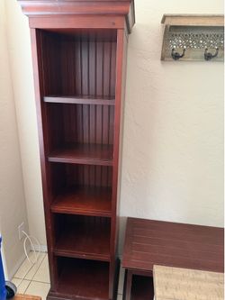 Book shelves with bench