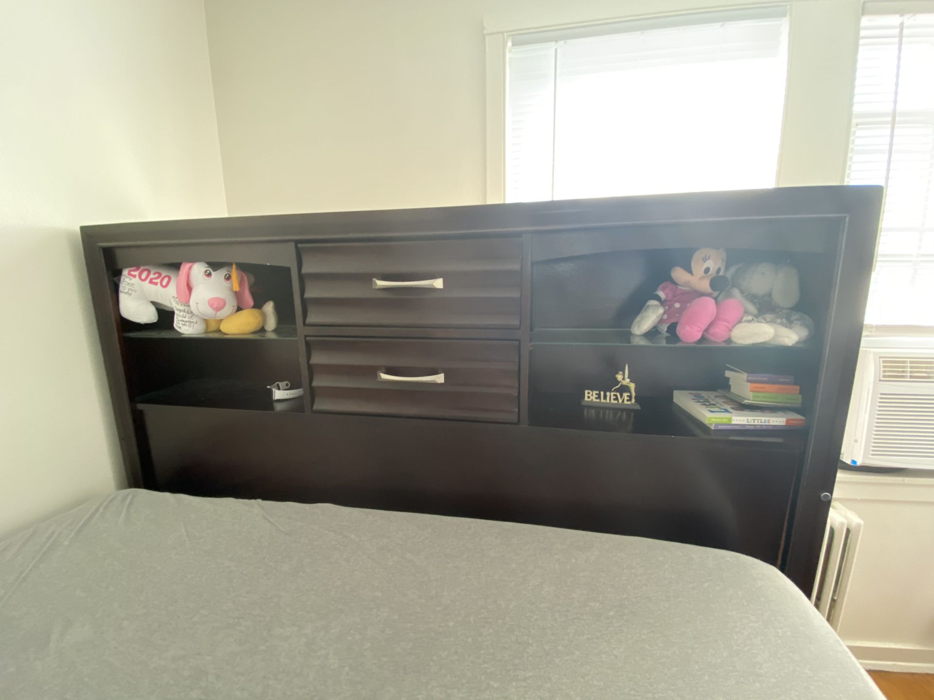 Queen size bed (without mattress) with 10 drawers and backboard lights