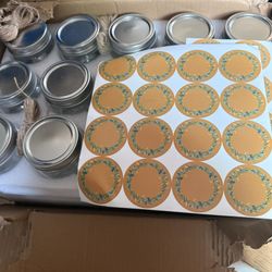 24 Mason Jars With Labels And Tie 