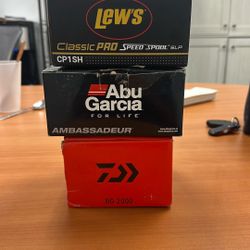 Abu Garcia Ambassadeur Classic 6600, Lews CP1SH, Diawa BG 2000