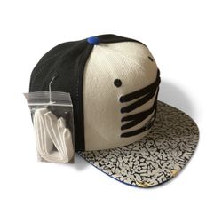 Jordan 3 Inspired Snapback Hat – Satin Lining – New (Peeling on Brim)