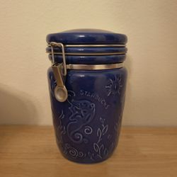 Vintage Starbucks Cobalt Ceramic Coffee Canister 