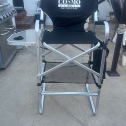 Cosmo Makeup Artist Chair, 41'' Foldable Tall Directors Chairs w/Side Table Cup 
