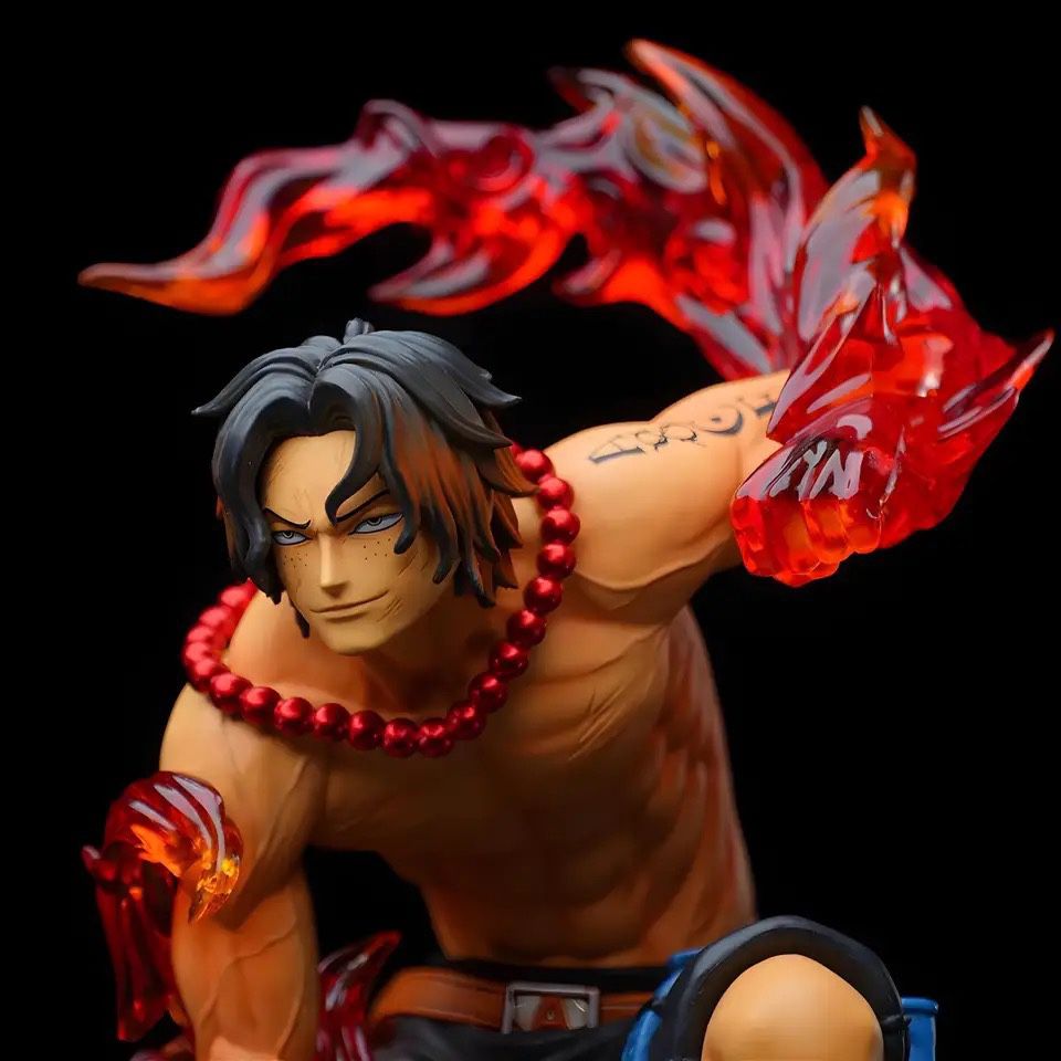 One Piece GK Portgas D Ace Figure Anime Toys Collectible Figurines Model Squatting Fire Fist Ace Ornaments Gifts For Animer