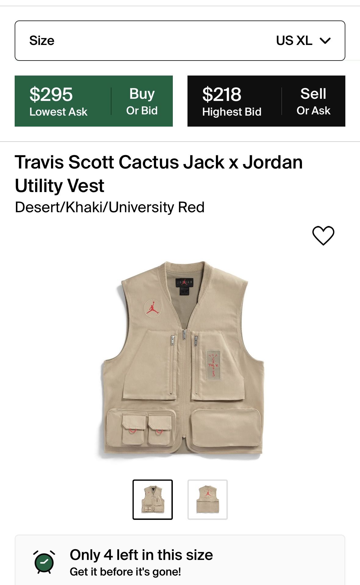 Travis Scott Cactus Jack X Jordan Utility Vest XL NEW
