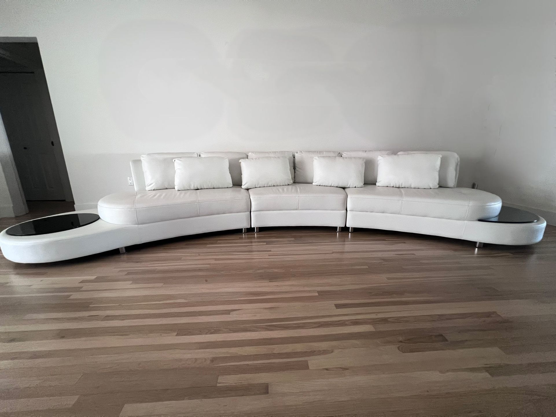 Curved Modular Leather Sectional Sofa