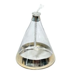 Vintage Cone Shaped Perfume Bottle with Dauber Wick Hand Blown Glass 3"