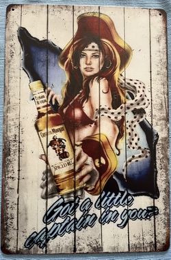 12” x 8” Captain Morgan Spiced Rum Tin Sign