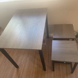 Dining table with stools