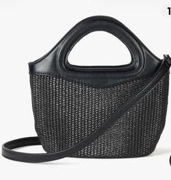 The Drop Womens Xiomara Mini Tote Black Straw NWT