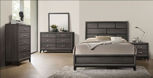Brand New Grey 4pc Queen Bedroom Set (Available in Eastern King)