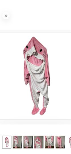 Pink Shark Hooded adult Halloween jumpsuit costume size XL