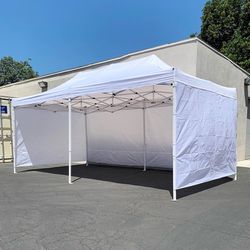 (New) $225 Heavy Duty 10x20 ft Canopy Ez Pop Up Tent with (4) Sidewalls, Color White or Blue