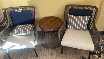 Patio Nautical 3 Piece Outdoor Set Includes 2 Chairs And A Table